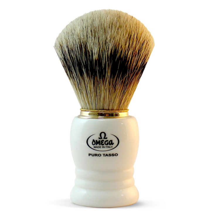 Brocha de Afeitar Tejón Punta Plata Omega Blanca 641