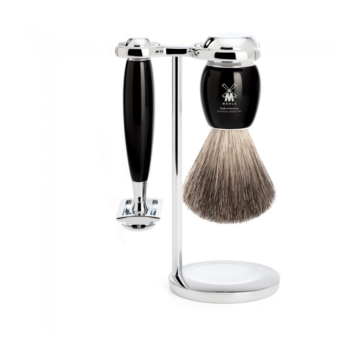 Set Afeitado Mühle Brocha Afeitar & Maquinilla Negro Serie Vivo