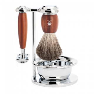 Mühle Shaving Set Silvertip Badger, Safety Razor, handle material metal rosegold