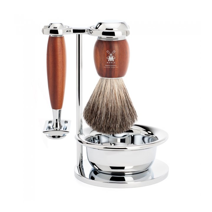 Mühle Shaving Set Silvertip Badger, Safety Razor, handle material metal rosegold