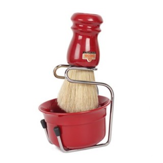 Brocha Afeitar Pelo Sintético Granate  & Bol & Stand Omega 