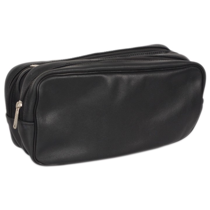 Men Leather Wash Bag Black