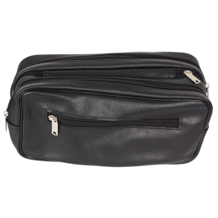 Men Leather Wash Bag Black