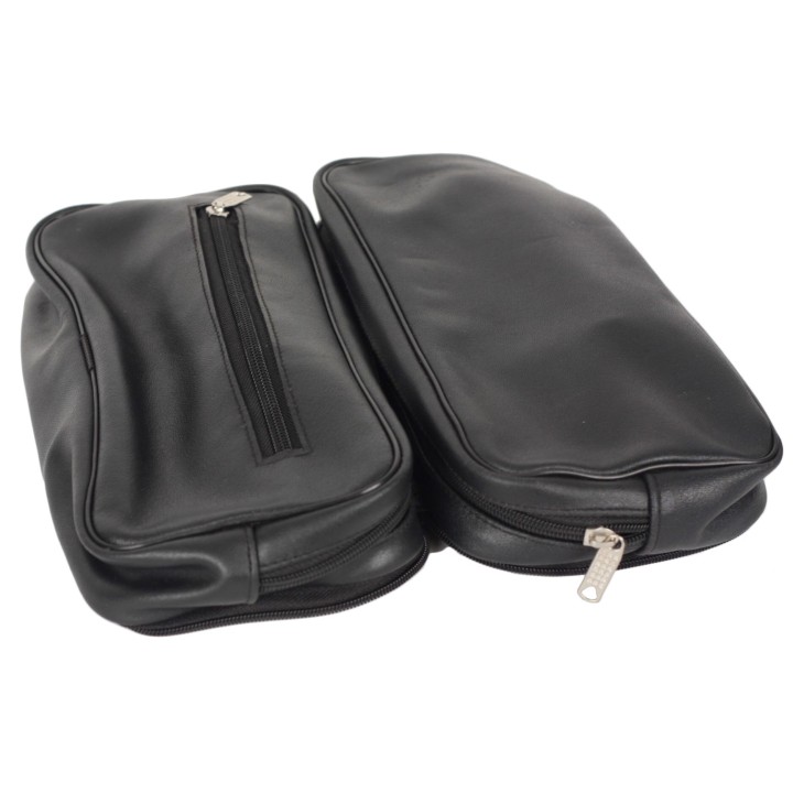 Men Leather Wash Bag Black