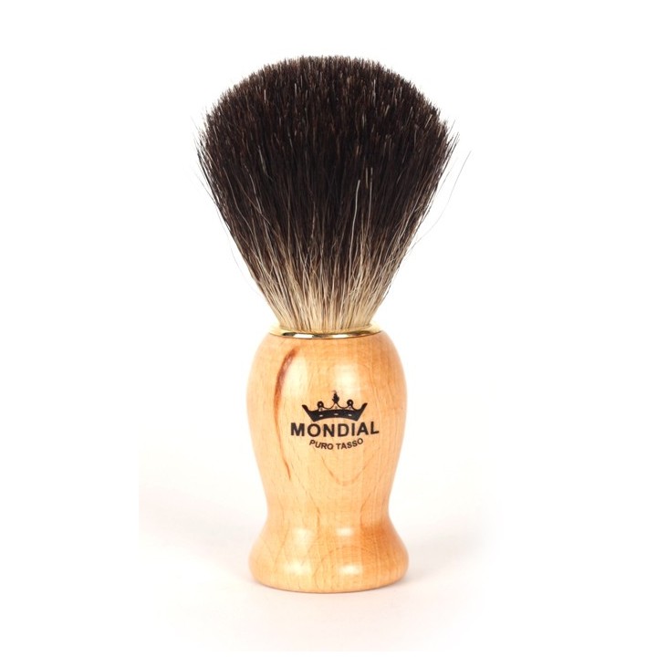Mondial Nelson Best Badger Shaving Brush Wooden Maple Handle