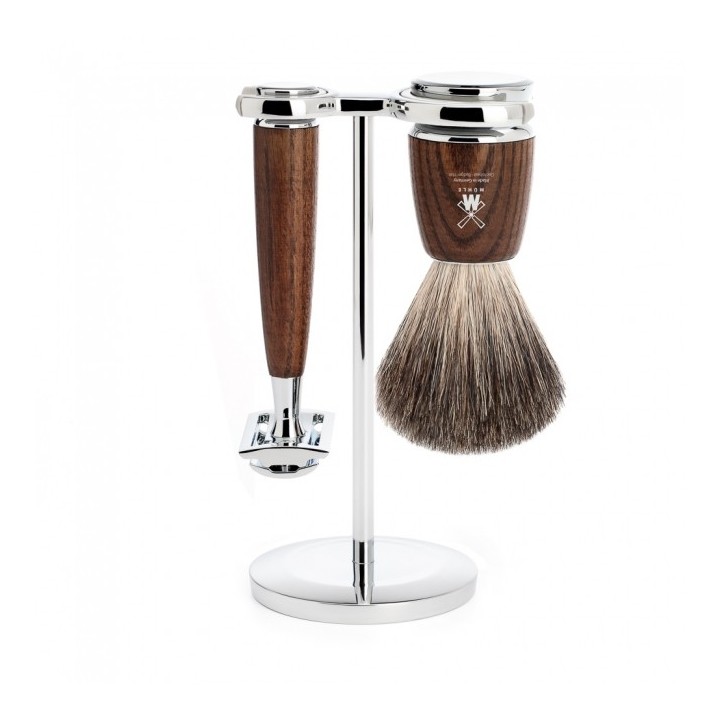 Set Afeitado Mühle Brocha Afeitar Tejón Gris, Maquinilla afeitar clásica & Bol Rytmo