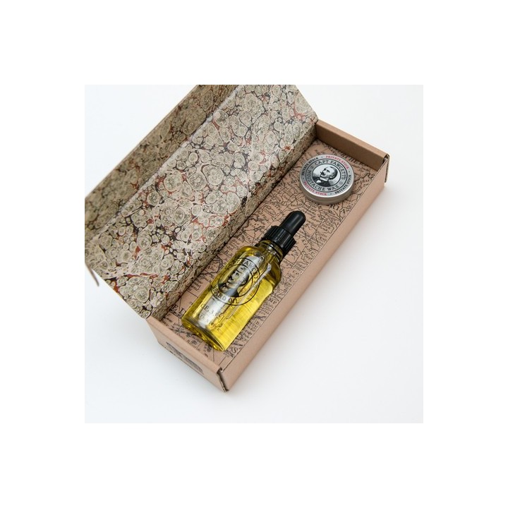 Pack Regalo Aceite y Cera Bigote Ricki Hall Booze & Baccy Captain Fawcett