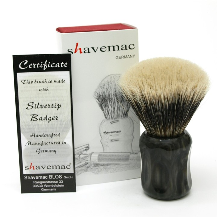 Brocha de Afeitar ML2 Punta Plata Dos Bandas Seta 50mm Negra/Marrón Shavemac