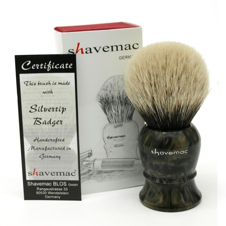 Shavemac Shaving Brush ML3 Silvertip 2-Band 50mm Black/Brown