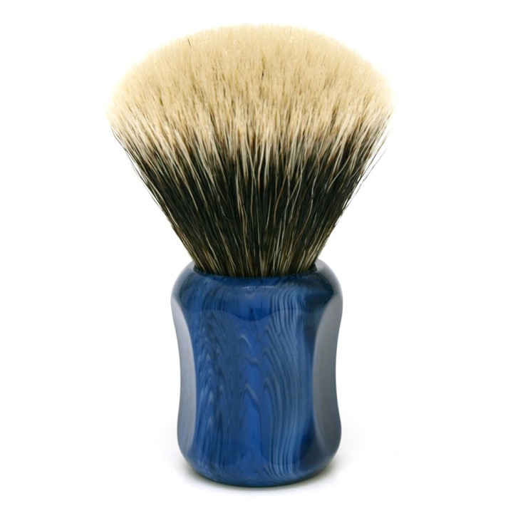 Brocha de Afeitar MB2 Punta Plata Dos Bandas Seta 50mm Azul Mármol Shavemac