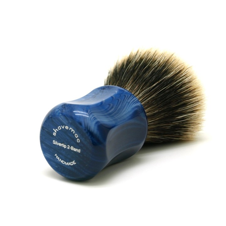 Shavemac Shaving Brush MB2 Silvertip 2-Band Fan Shape 50mm Blue/Marble