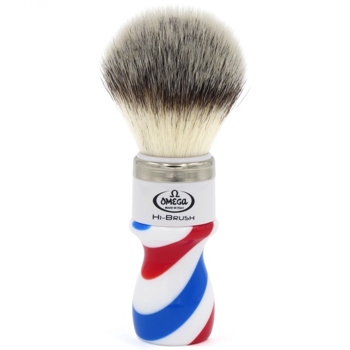 Brocha de Afeitar Pelo Sintético "Hi Brush" Omega "Barber Pole"