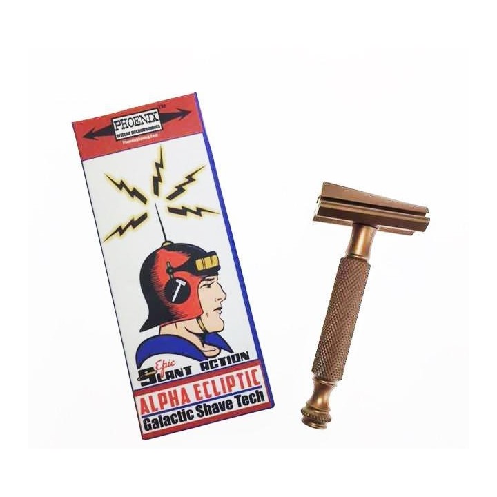 Phoenix Artisan Accoutrements Classic Shaving Razor Alpha Ecliptic Slant Aluminum Bronze