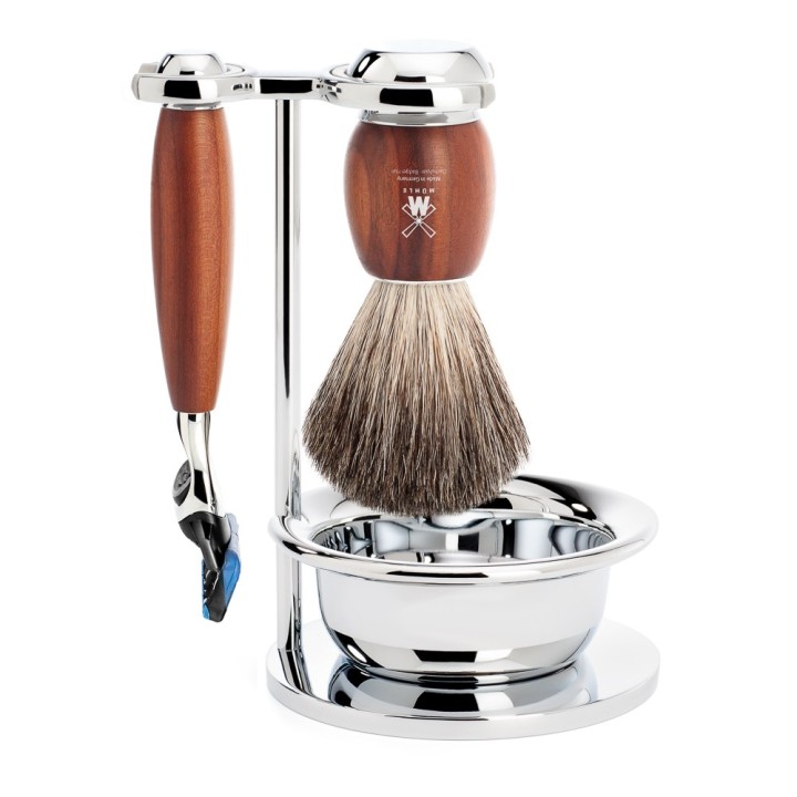 Mühle Shaving Set, Pure Badger Shaving Brush, Fusion Razor, Stand and Bowl Vivo Series
