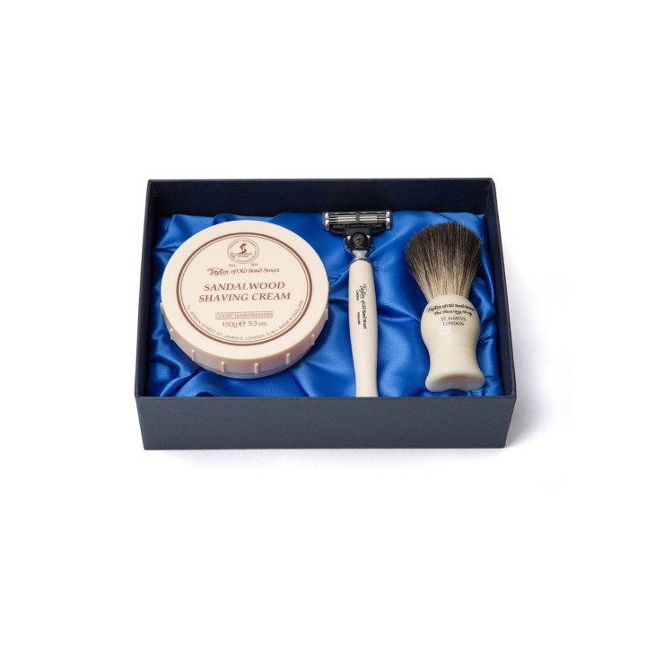 Taylor of Old Bond Street nº74 Sandalwood Shaving Cream, brush and razor Gift Box Set