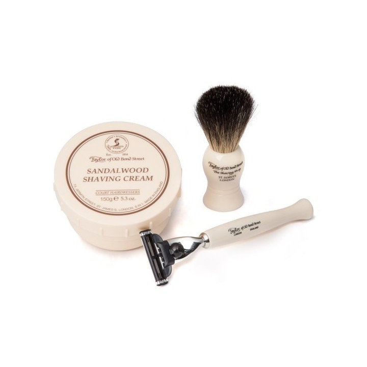Taylor of Old Bond Street nº74 Sandalwood Shaving Cream, brush and razor Gift Box Set