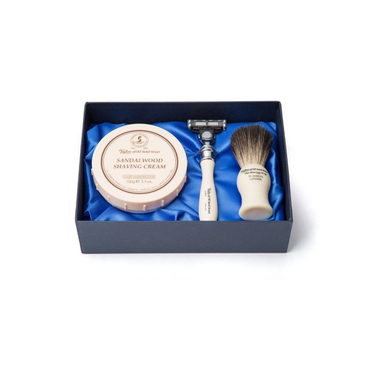 Taylor of Old Bond Street Victorian Sandalwood Shaving Cream, brush and razor Gift Box Set