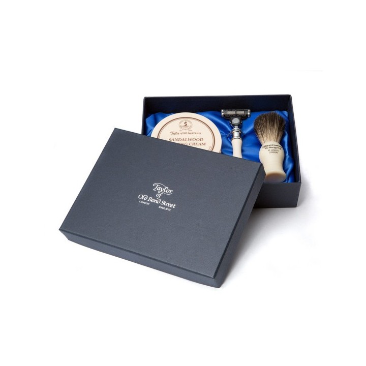 Taylor of Old Bond Street Victorian Sandalwood Shaving Cream, brush and razor Gift Box Set