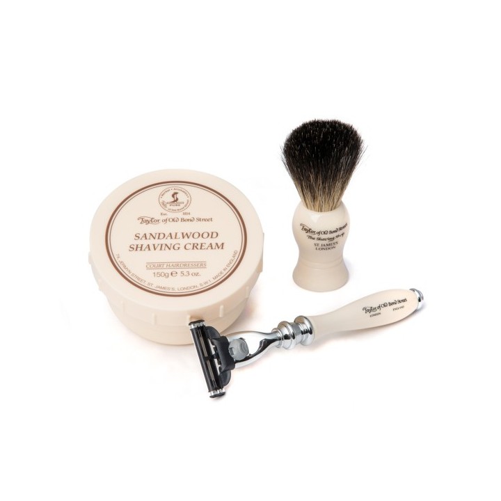 Taylor of Old Bond Street Victorian Sandalwood Shaving Cream, brush and razor Gift Box Set