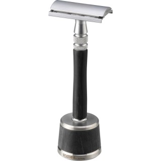 Maquinilla Clásica Afeitar Feather WS-D1S Mango Madera con Stand
