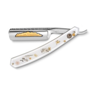 Navaja 6/8 Thiers Issard Spartacus Mango Oro Mecanismo Blanco